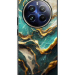 Realme 12 Pro Plus Back Cover Gold Teal Marble