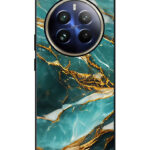 Realme 12 Pro Plus Back Cover Gold Teal Marble