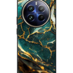 Realme 12 Pro Plus Back Cover Gold Teal Marble