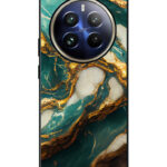 Realme 12 Pro Plus Back Cover Gold Teal Marble