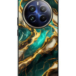 Realme 12 Pro Plus Back Cover Gold Teal Marble