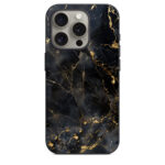 iPhone 15 Pro Back Cover Black & Gold Marbles