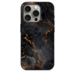 iPhone 15 Pro Back Cover Black & Gold Marbles