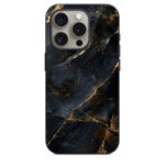 iPhone 15 Pro Back Cover Black & Gold Marbles