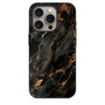 iPhone 15 Pro Back Cover Black & Gold Marbles
