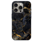 iPhone 15 Pro Back Cover Black & Gold Marbles
