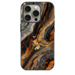 iPhone 15 Pro Back Cover Black & Gold Marbles