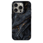 iPhone 15 Pro Back Cover Black & Gold Marbles