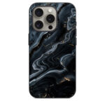 iPhone 15 Pro Back Cover Black & Gold Marbles