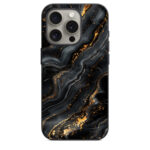 iPhone 15 Pro Back Cover Black & Gold Marbles