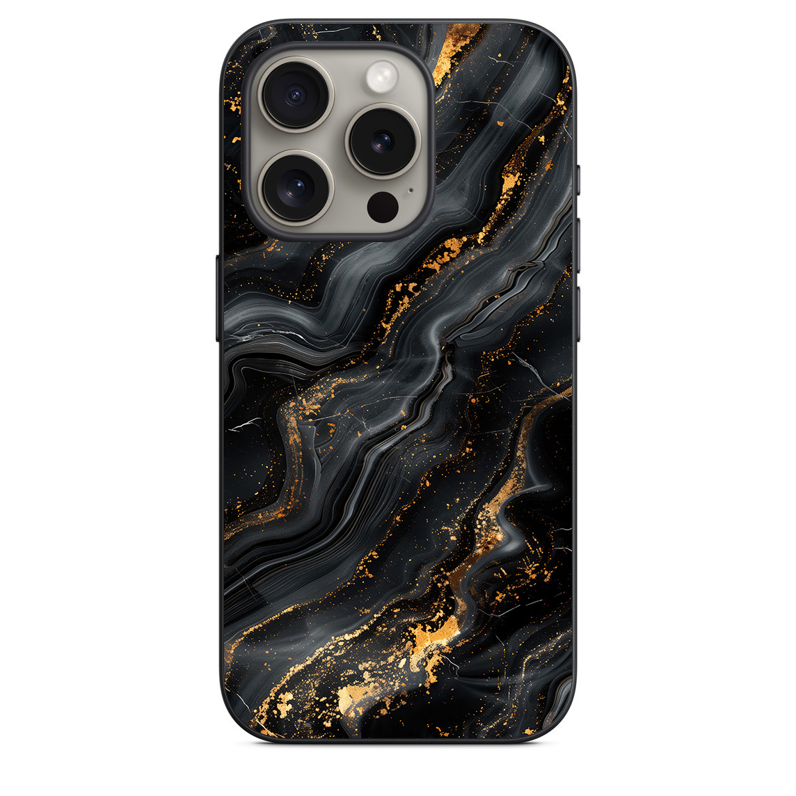 iphone 15 pro back cover N3 Black Marble Textures 8 MMC 31 iPhone 15 Pro Back Cover Golden Sparkles on Black