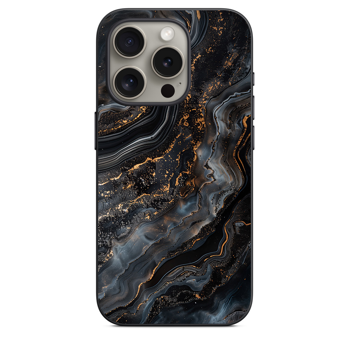 iphone 15 pro back cover N3 Black Marble Textures 9 MMC 32 iPhone 15 Pro Back Cover Golden Sparkles on Black