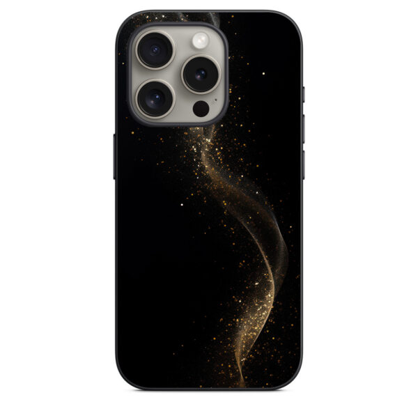 iphone 15 pro back cover N4 12 MMC 36 iPhone 15 Pro Back Cover Golden Sparkles on Black