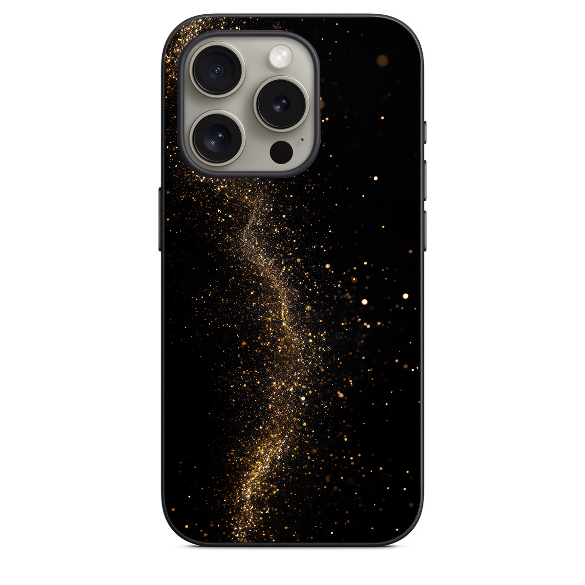 iphone 15 pro back cover N4 13 MMC 37 iPhone 15 Pro Back Cover Golden Sparkles on Black