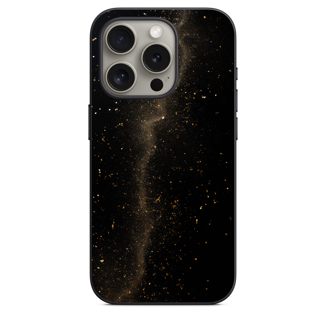 iphone 15 pro back cover N4 14 MMC 38 iPhone 15 Pro Back Cover Golden Sparkles on Black