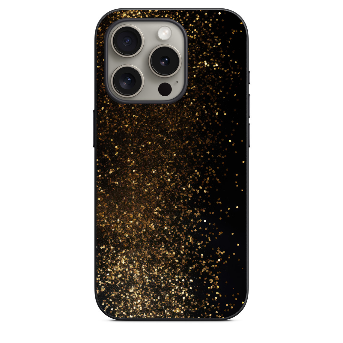 iphone 15 pro back cover N4 2 MMC 40 iPhone 15 Pro Back Cover Golden Sparkles on Black