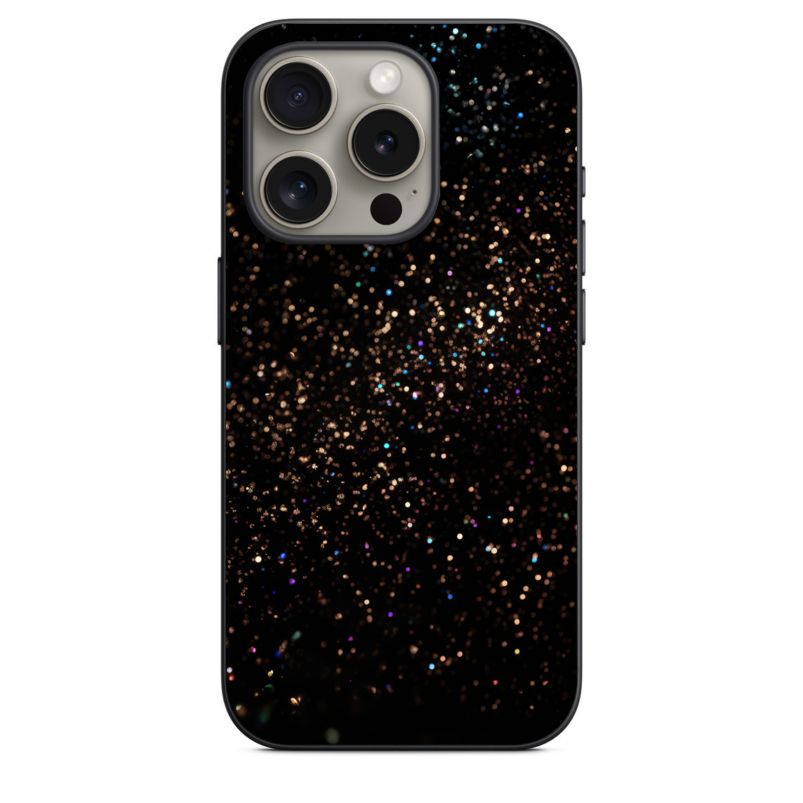 iphone 15 pro back cover N4 6 MMC 44 iPhone 15 Pro Back Cover Golden Sparkles on Black