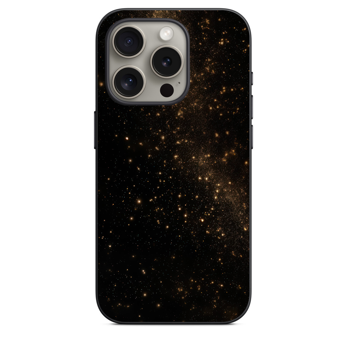 iphone 15 pro back cover N4 8 MMC 46 iPhone 15 Pro Back Cover Golden Sparkles on Black