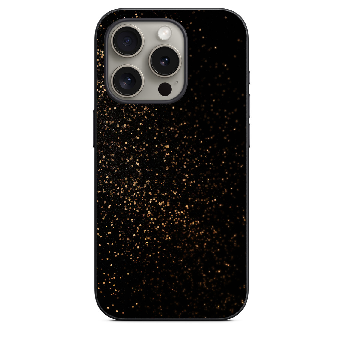 iphone 15 pro back cover N4 9 MMC 47 iPhone 15 Pro Back Cover Golden Sparkles on Black